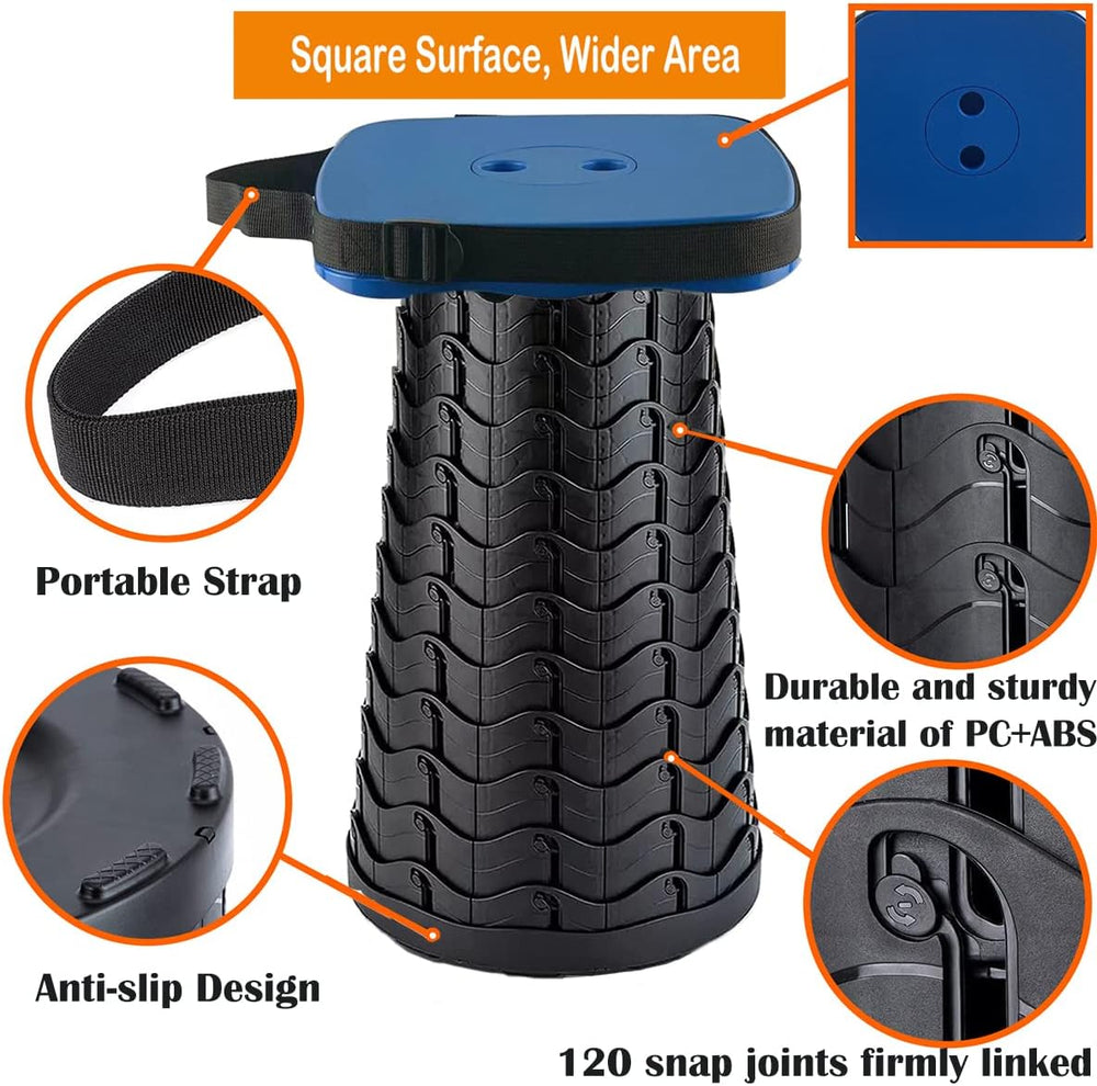 Collapsible Camping Stool with Seat Cushion & Nylon Bag, Square Portable ...