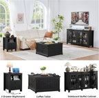 Joaxswe Nightstands Set of 2 with Charging Station and 2 Drawers, Farmhouse | Black Night Stand, Bed Side End Tables, Open Shelf Storage, Bedside Cabinet for Bedroom, Living Room, Closet, Office