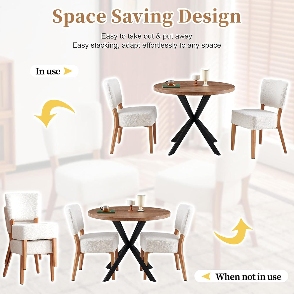 3-Piece Round Table & Chair Set, Space Saving Kitchen Breakfast Nook Waln...