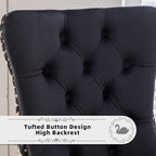 Velvet Upholstered Dining Chairs Set of 4, Modern Style Kitchen Side Chairs with Nailhead Trim and Wood Legs,Metal Pulling Ring for Dining Room Living Room(Quadrangular Star&Black)