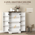 HOMCOM 41" Kitchen Pantry Cabinet Farmhouse Storage Cabinet Doors White | Freestanding, 2 Adjustable Shelves, 8 Door Shelves