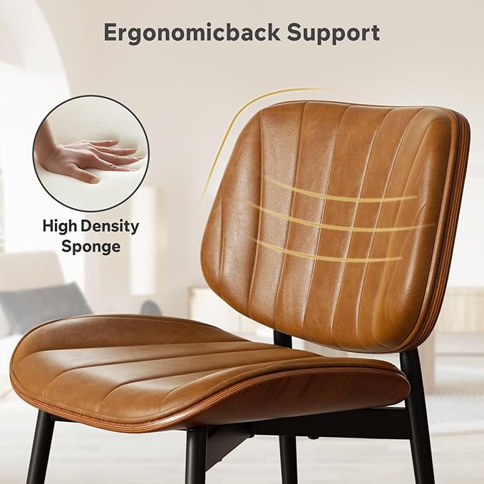 Dining Chairs Set of 2, Mid Century Modern Dining Room Chair, Upholstered Fau...