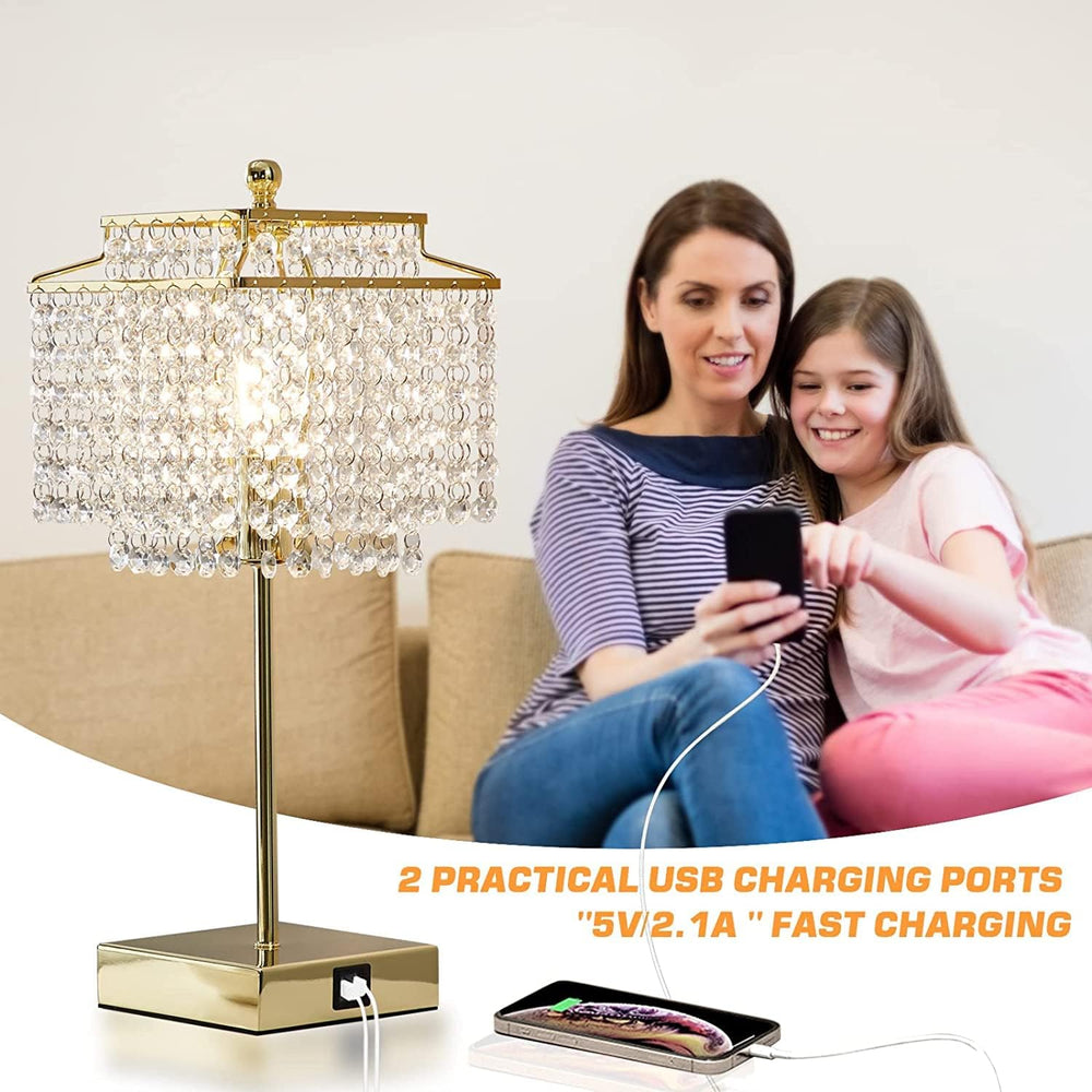 Crystal Touch Table Lamp, Bedside Lamps Gold Bedroom Lamp Nightstand Lamps