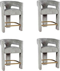 Jofran Upholstered Counter Stool with Arms – Versatile Barstools – Stylish Seating for Kitchen Dining Room or Home Bar, Grey, Set of 4