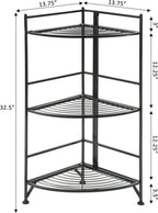 Convenience Concepts Xtra Storage 3 Tier Folding Metal Corner Shelf, Black
