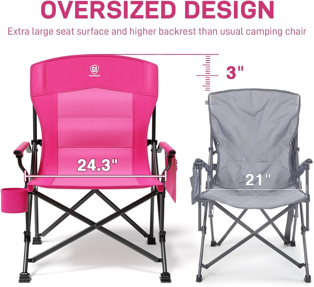 EVER ADVANCED Oversized Folding Women Camping Chair, for Adults Heavy Duty La...