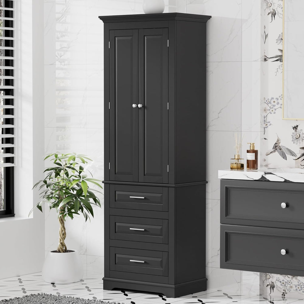 Merax 70" Pantry Cabinet with Two Doors & Three Drawer, Adjustable S...