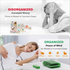 Weekly Pill Organizer 4 Times a Day, 7 Day Pill Box 4X, Portable for Travel Pill Case for Pills/Vitamin/Fish Oil/Medication/Supplements (4x7 Green)