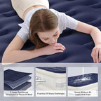 Air Mattress Twin with Built-in Pump, Blow Up Mattress with Soft Flocked Top, Leakproof Inflatable Mattress, Foldable Waterproof Air Bed for Home, Guests, Camping, with Storage Bag