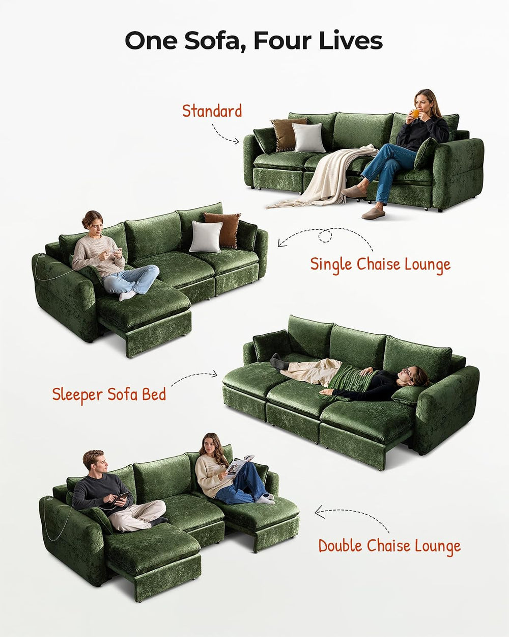 103" Electric Pull Out Sleeper Sofa Bed, 2in1 Power Extendable Couch Bed...