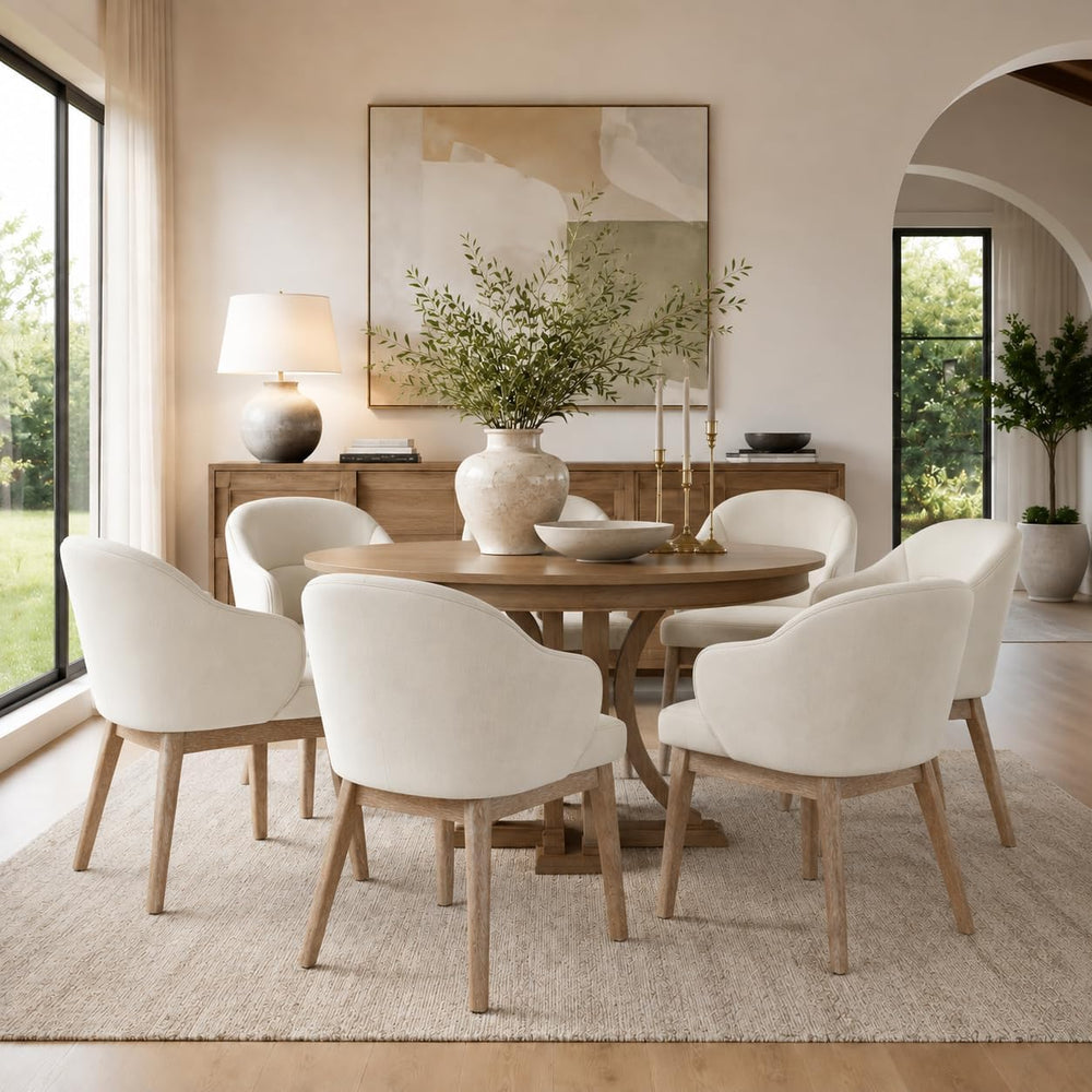 MALOL Dining Chairs Set of 6 with Lumbar Support,Fabric Upholstered Kitchen C...