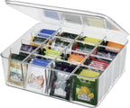ZEXALOR Socks Underwear Drawer Organzier Dividers, 16 Compartment Removable Divided Plastic Storage Bin with Lid, Storage Organizer for Scarves Ties Bras, Clear Dresser Drawer Organizers