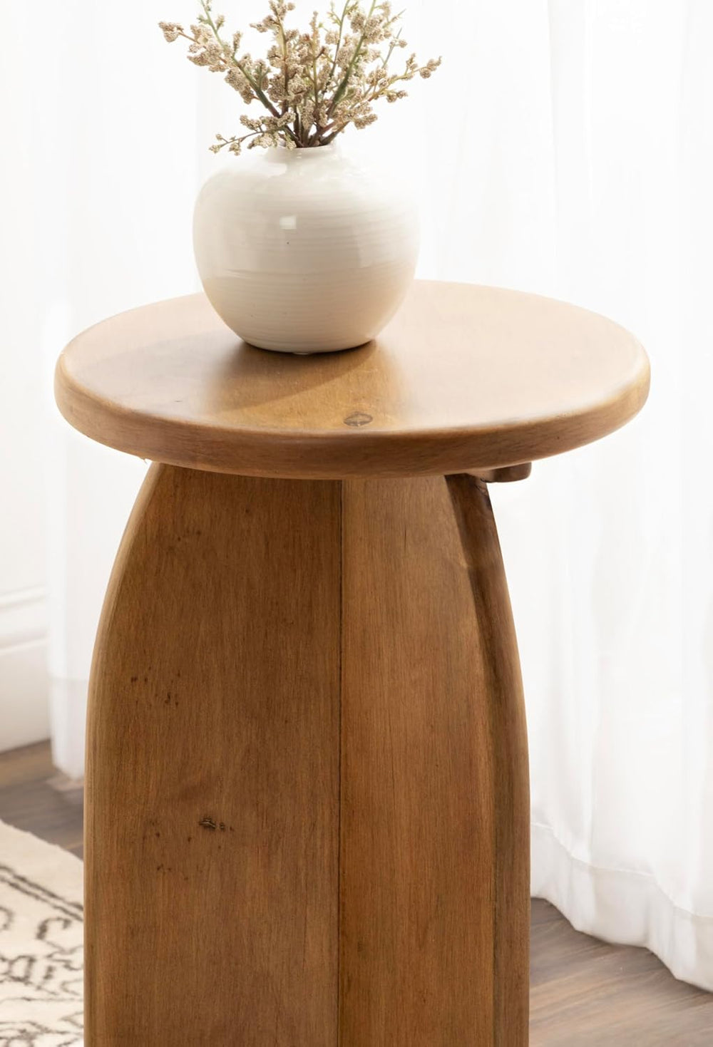Kate and Laurel Sora Modern Wooden Round Drink Table, 12 x 12 x 22, Rustic Br...
