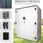 Outdoor Storage Cabinet, 52 Cu ft Resin Storage Box for Patio Garden Yard - Weatherproof Outdoor Storage Shed for Tools Pool Supplies - Lockable Vertical Storage Shed