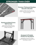 Frylr Small Folding Computer Desk – 35.8 Inch Portable Table for Craft and Study, Lightweight Desk for Small Spaces, Foldable Laptop Table Built-in AC/USB Outlets for Convenience, Marble Greige