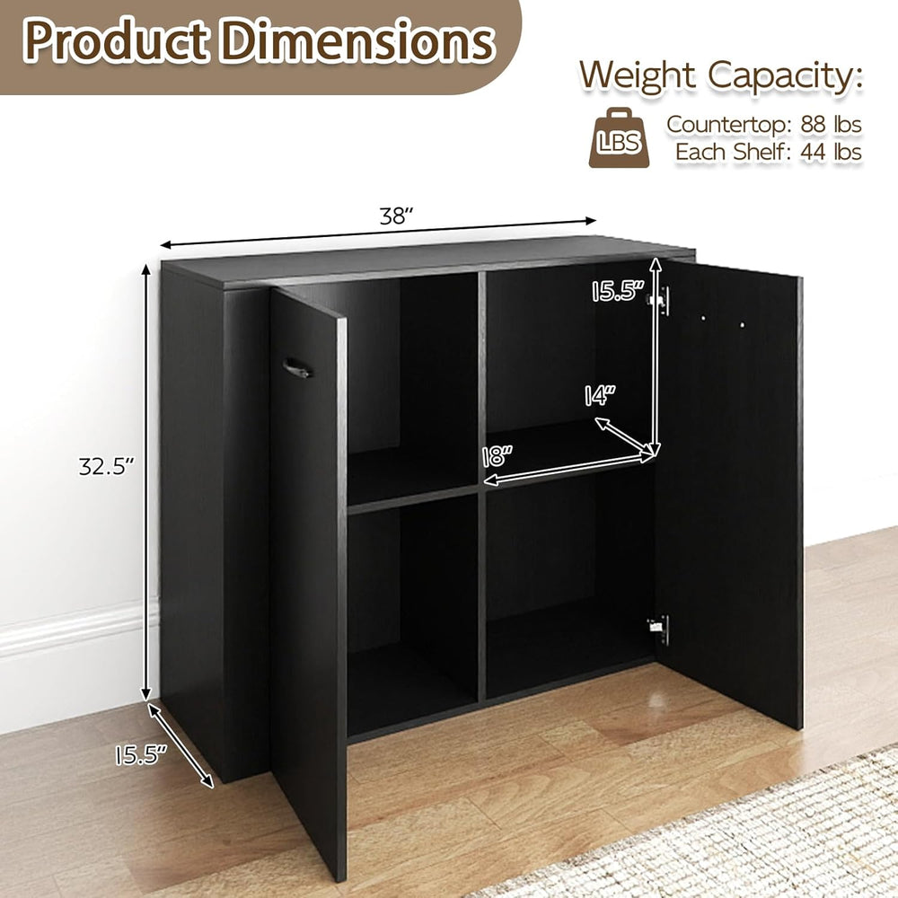 Giantex 38-Inches Storage Cabinet, Sideboard with 2 Doors and 4 Cubic Shelves...