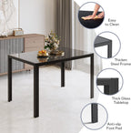 Gizoon Glass Dining Table Sets for 6, 7 Piece Kitchen Table and Chairs Set for 6 Person, PU Leather Modern Dining Room Sets for Home, Kitchen, Living Room