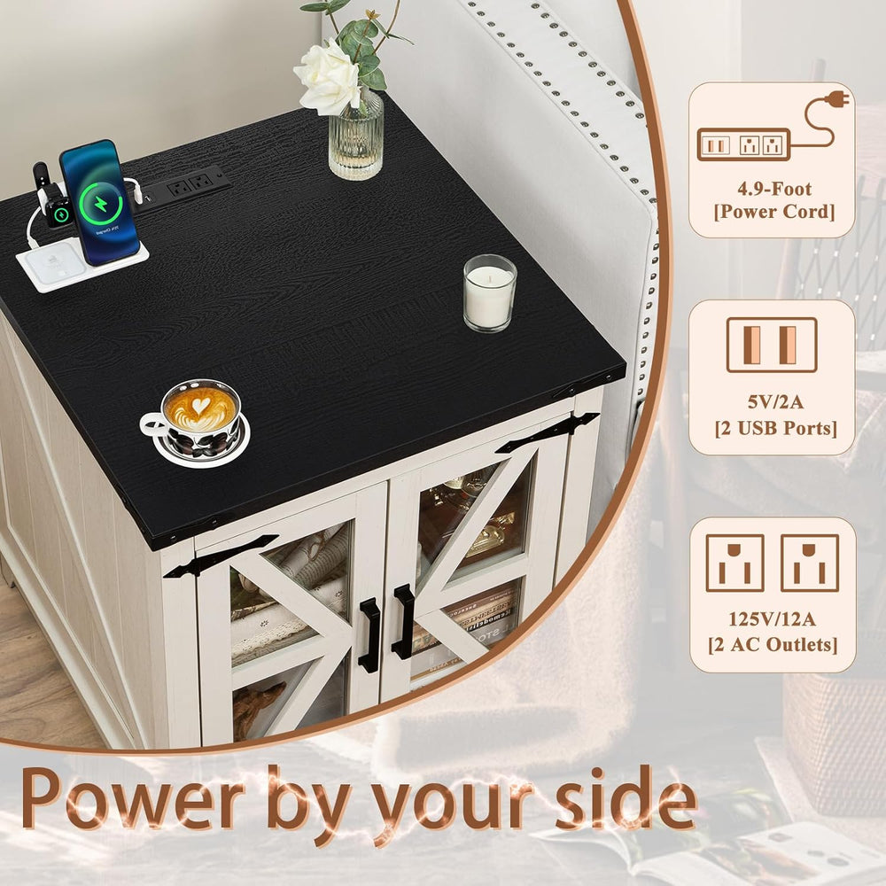 Joaxswe Farmhouse Coffee Table Set 3, End Table and Coffee Table | White 24&#...