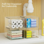4 Pack Clear Tea Bag Organizers with Adjustable Dividers, Stackable Tea Drawer Organizer Box for Pantry, Coffee Bar, Kitchen Cabinet, Acrylic Food Storage Bins for Snacks, Sugar & Spice Packets