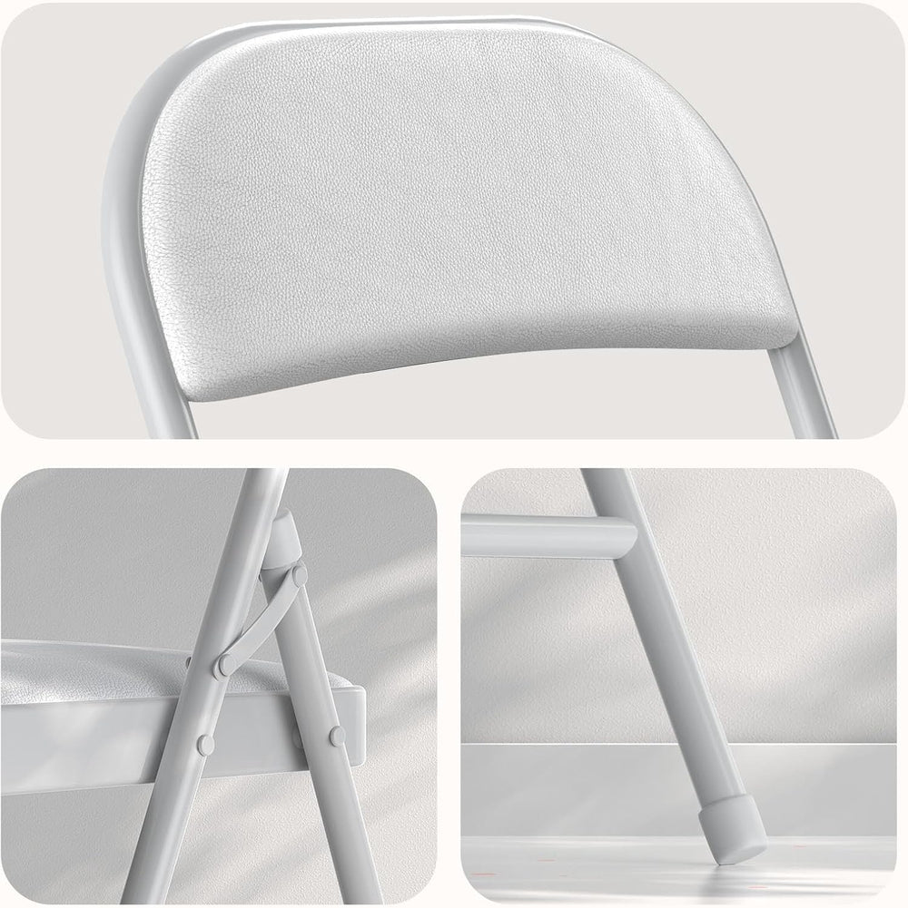 Nazhura Folding Chairs with Padded Vinyl Cushion Chairs with Comfortable Cush...