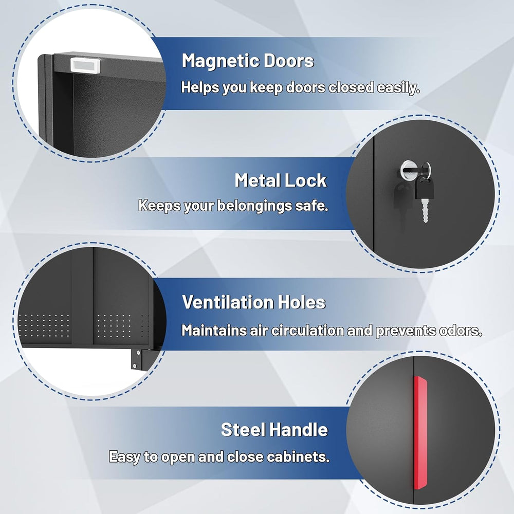 Metal Storage Cabinet with Wheels,71"Garage Cabinets with Lock Door | He...