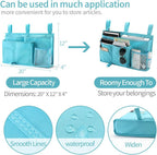 Bseash Bunk Bed Organizer, Bedside Caddy Hanging Bed Organizer Storage Bag 8 Pockets, for College Dorm Rooms Bed, Hospital Bed, Baby Bed Rails, 600D Oxford Cloth (Light Blue)