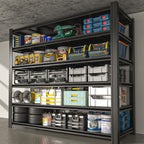 Extra Big/Large 55.12"Wide Father&I Industrial 6-Heavy-Dudy-Shelf-Rack Tall Metal/Steel Adjustable Garage Bin Storage Shelving Stand Shelves Units/System for Shed, 84" H*55.12W * 24" D, Black