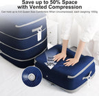 Comforter Storage Bag - Large Capacity Blanket Storage Bags 4-Layer Ultra Space Saving Self Compression Organizer, Washable Compression Bags for Storage Comforter Blanket, 4-Pack, Navy Blue