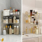 Corner Bathroom Countertop Organizer, Vanity Trays for Counter, Makeup Organizers, Perfume Tray, Kitchen Spice Rack, (Clear, 3 Tiers)