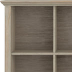 SIMPLIHOME Acadian Console Table - 57 Inch Wide Solid Wood 8-Cube Storage Sofa Table in Distressed Grey, Transitional Storage Unit for Living Room or Bedroom with Grooved Side Panels and Tapered Legs