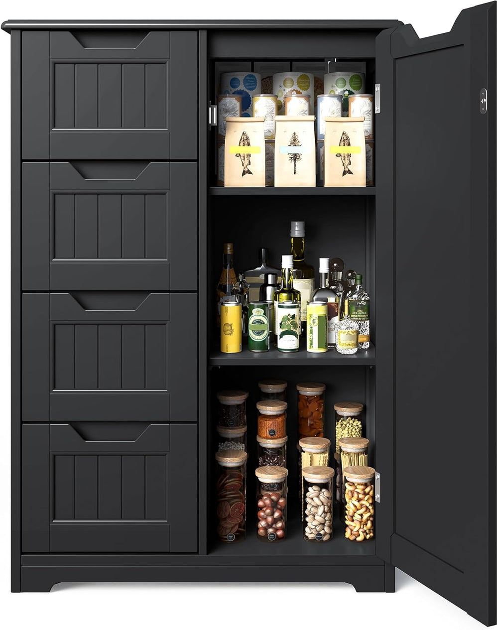 Gizoon Small Pantry Cabinet with Door and Shelves, 33'' Kitchen Pantr...