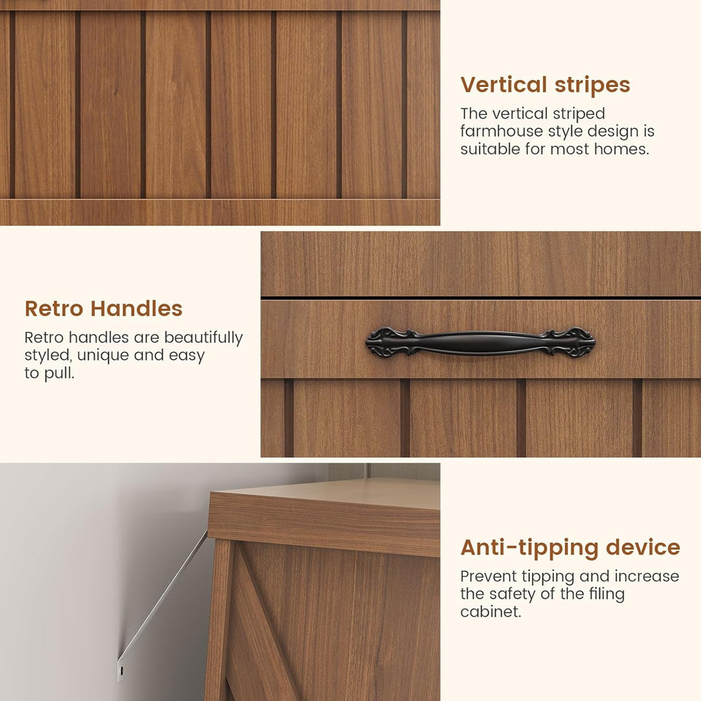 SEDETA Farmhouse 4 Drawer File Cabinet, Filing Cabinet for Home Office, Wood ...