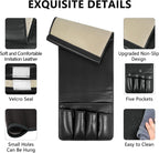 Non-slip Couch Organizer Armchair Caddy, Artificial Leather TV Remote Control Holder Bedside Caddy with 5 Pockets for Key Glasses Phone Magazine Holders (Black faux leather, 35"x12.4")