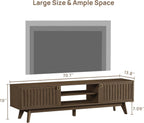 SICOTAS 70" Long TV Stand for Living Room, Modern TV Stand Entertainment Center with 2 Storage Cabinets, Mid Century Fluted-Door Media Console Table for 50/60/70/80 Inch TV, Coffee Oak