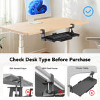 HUANUO Large Under Desk Keyboard Tray with Sturdy C-Clamp Mount, 26 (30.16" Including Clamps) x 12 inch Slide-Out Platform Computer Desk Heavy Duty Keyboard Tray with Storage Drawer for Typing, Black