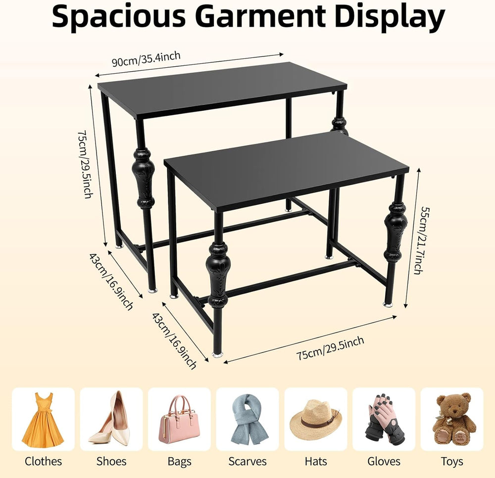 Retail Display Tables,2-Piece Set Modern Nesting Tables, Metal Shoe Handbag R...