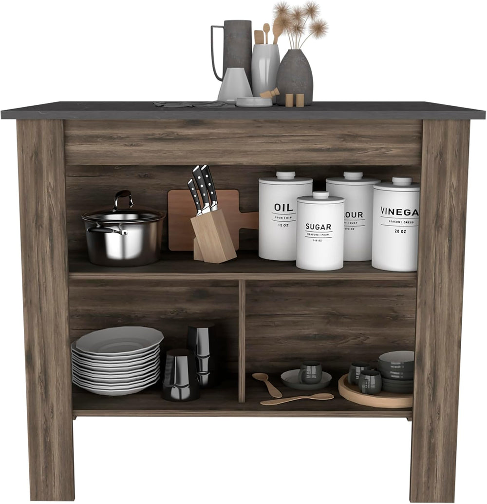 Kitchen Island with Three Concealed Shelves and Multicolor Design | Three con...