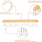 Amazon Basics Wooden Belt Hanger - Natural (Pack of 18)