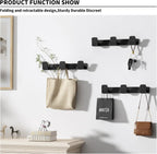 Coat Rack Wall Mount Coat Hooks - Black Hook Rack with 3 Hooks Aluminum Wall Rack Hooks for Hanging Coat Hat Bag Towel Hanger Rustproof Coat Holder