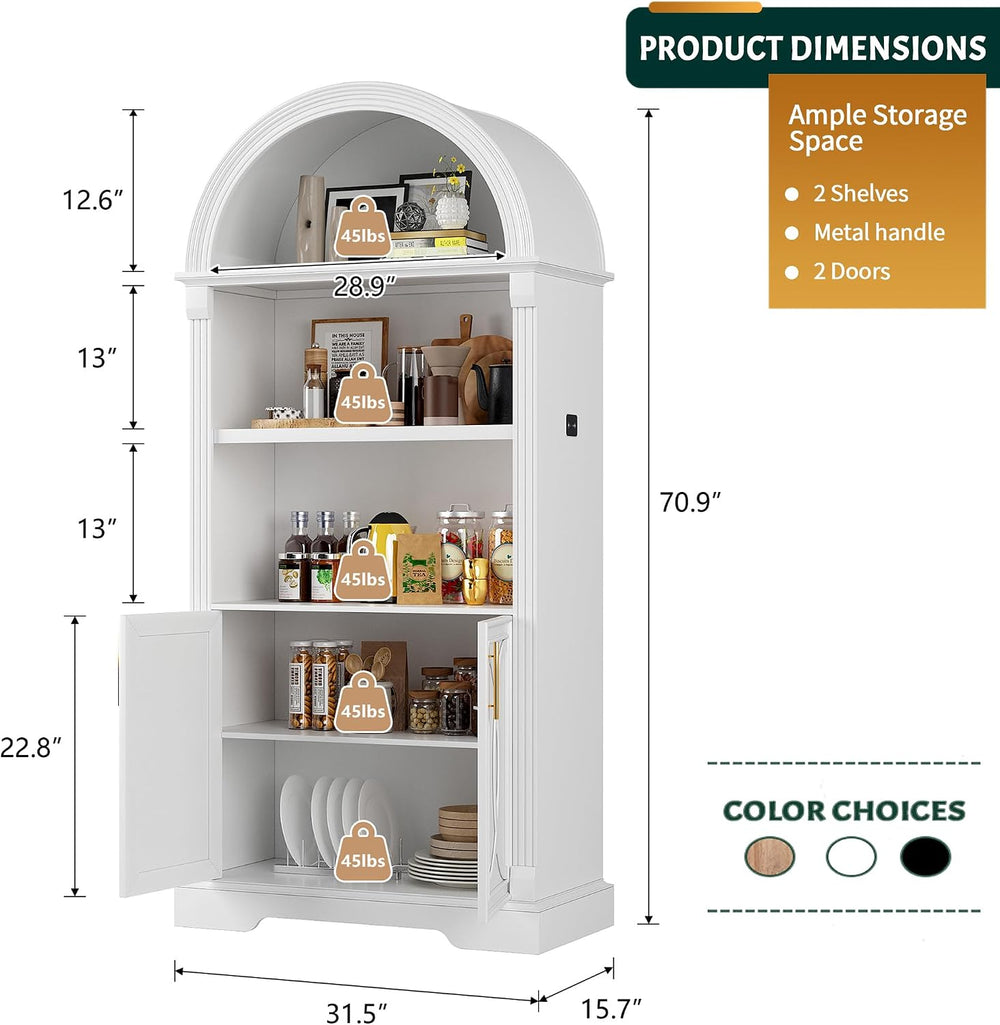 Vlsrka Kitchen Pantry Storage Cabinets with Adjustable Shelves, 71" Tall...