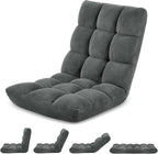 Murago Folding Floor Chair with Back Support for Adults, Adjustable Japanese Meditation; Portable Gaming Chair Recliner Seat with Comfy Cushion, for Teens, Dark Grey