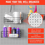 HORUSDY Peg Board Bins and Baskets | 4 Pack | Square Style 4 Size Pegboard Baskets and Pegboard Bins for Organize Workbenches, Accessories
