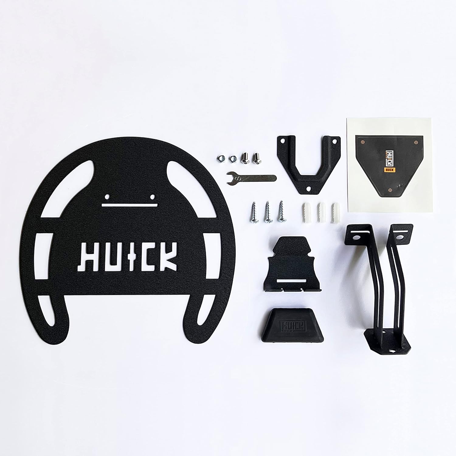 HUCK Helmet Stand Garage Organizer Wall Mount Rack for Motorcycle Helmets, Hats, Coats (Basic, Black)