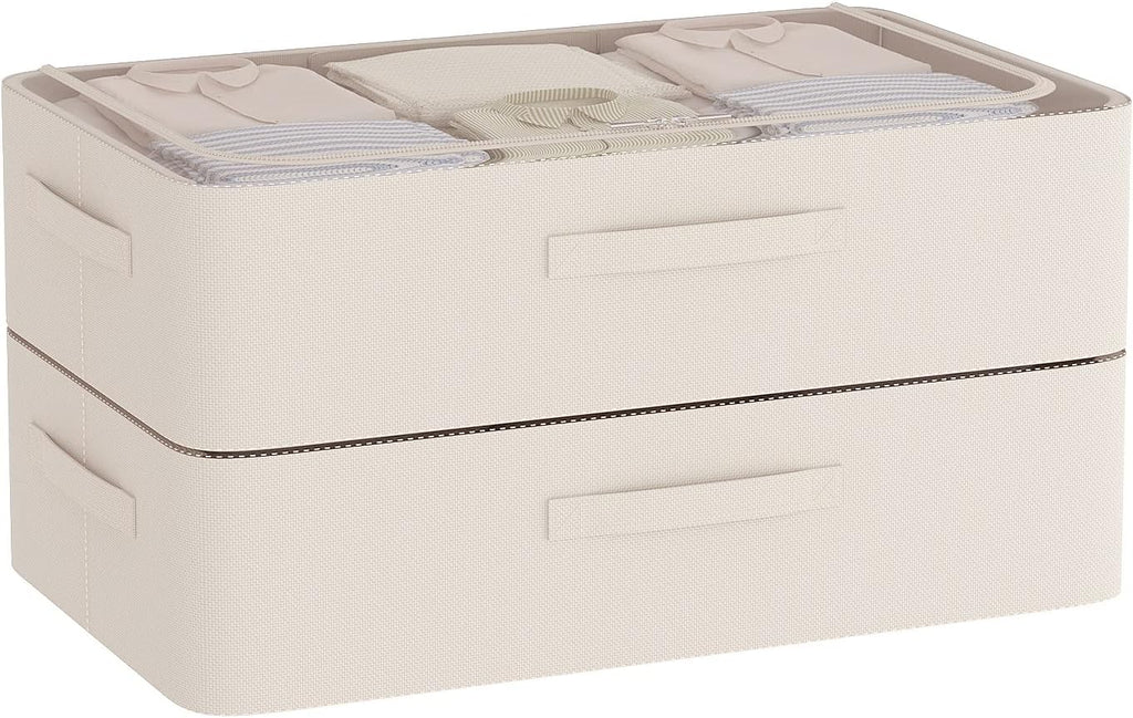 Under Bed Storage Bins Frame Storage Box Oxford Fabric Sturdy Underbed Container Foldable Stackable Large Capacity Clothes Organizer