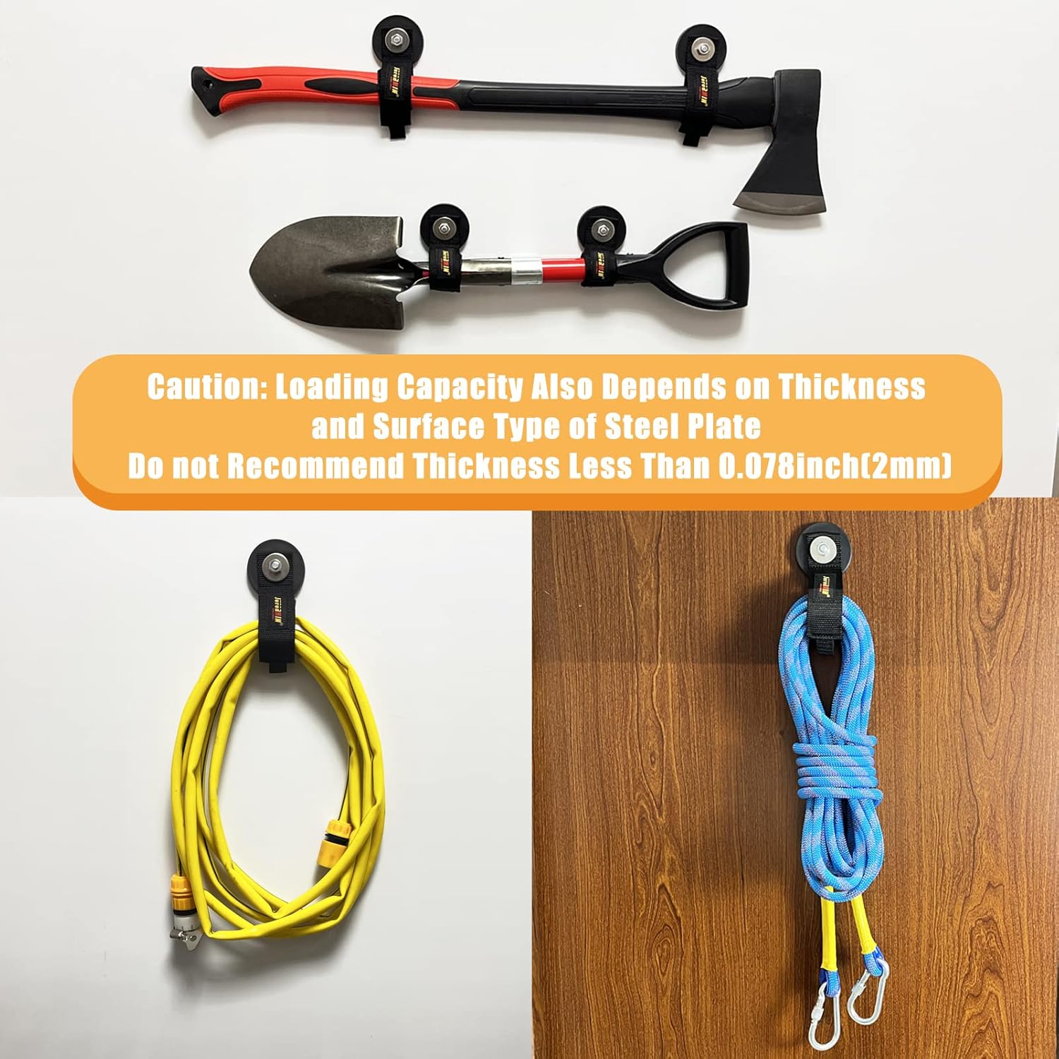 Heavy Duty Magnetic Hook, Magnetic Tool Holder, Magnetic Garage Hooks, Extension Cord Strap for Cable, Rope, Wire Storage in Garage,Workshop,RV,Pick-up(Dia.1.69" Magnet * 4Pcs)