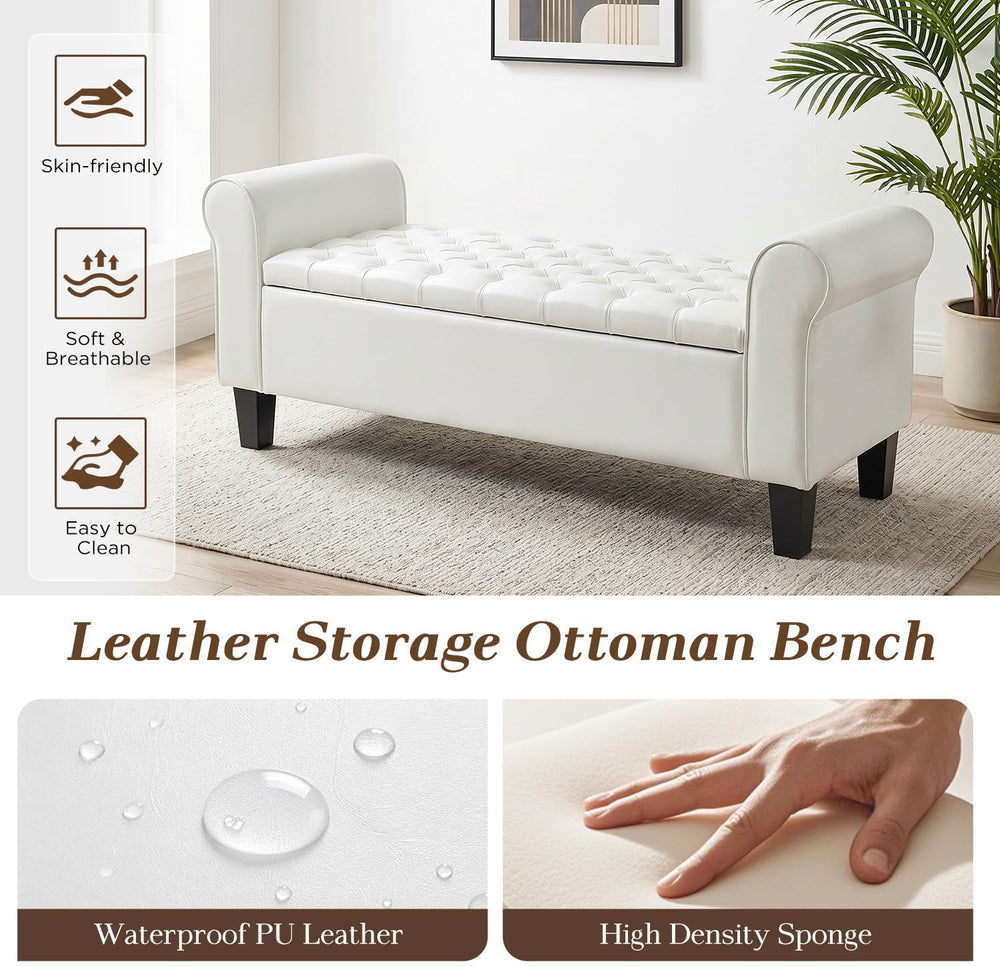 ECOTOUGE 55" Storage Ottoman Bench for Living Room, End of Bed Bench wit...