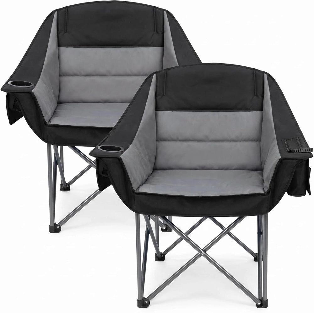 Oversized Heavy Duty Camping Chair for Adults, 500 lbs Capacity Padded Foldin...