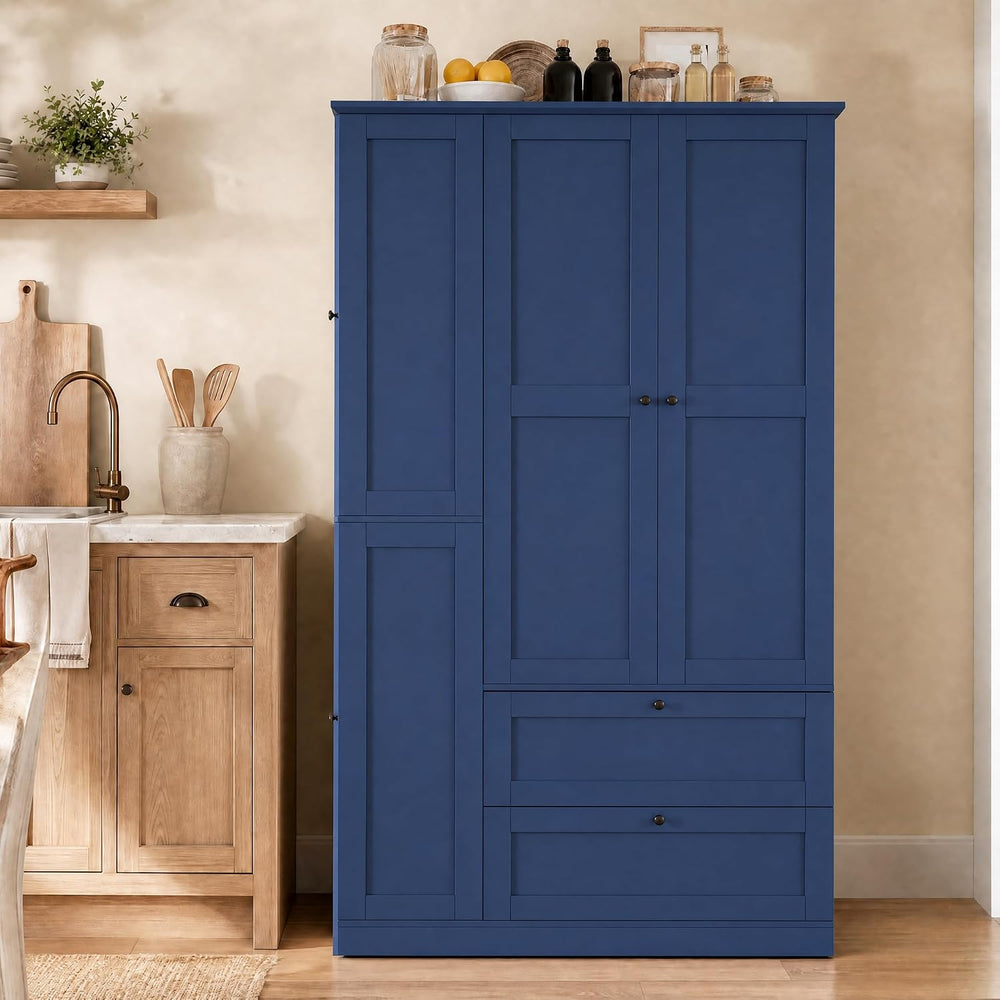 71" Tall Kitchen Pantry Storage Cabinet with 3 Pull Out Trays & 2 La...