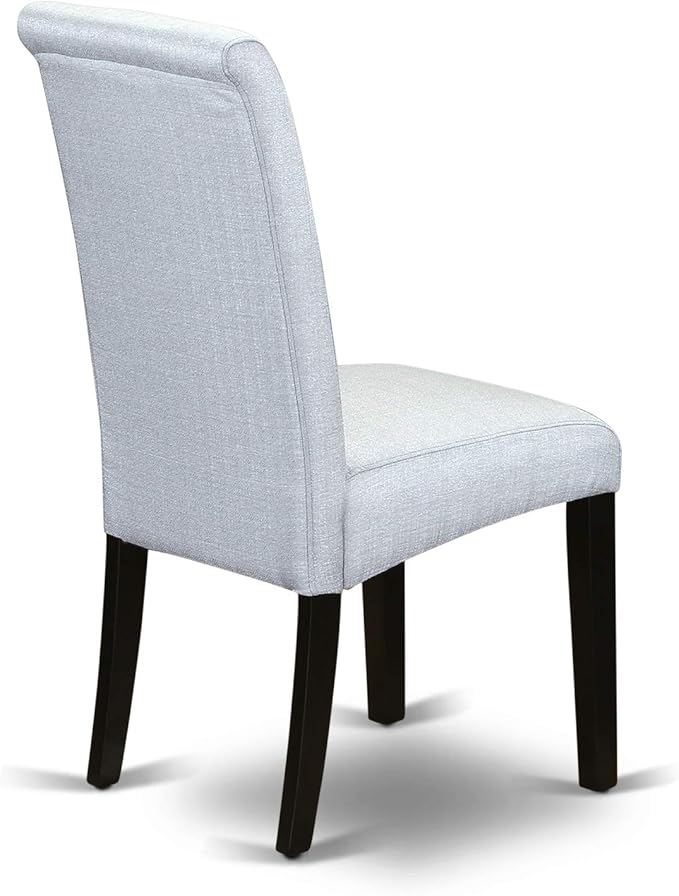 East West Furniture LGBA5-BLK-05 5 Piece Dinette Set Includes a Rectangle Dining Table with Butterfly Leaf and 4 Grey Linen Fabric Parson Dining Room Chairs, 42x84 Inch, Black
