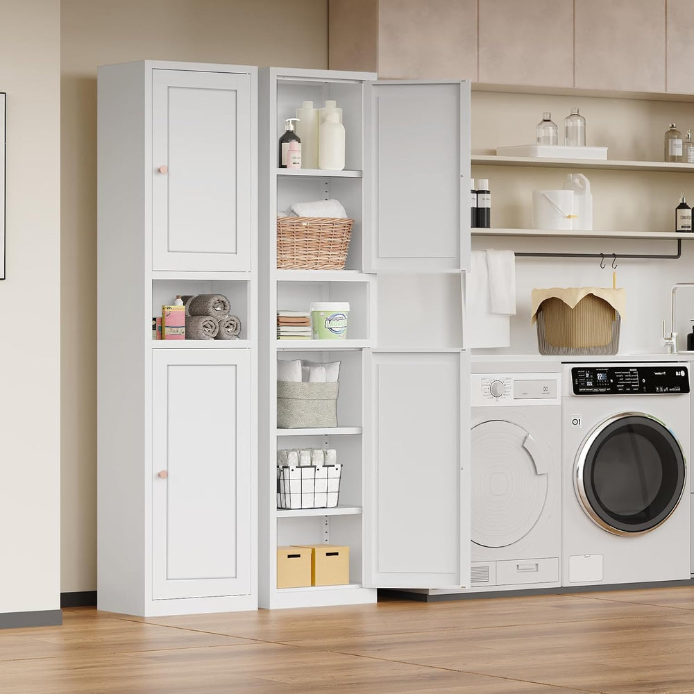 Eltean 67" H Narrow Pantry Cabinet,White,15.7" W | Metal Pantry Cab...